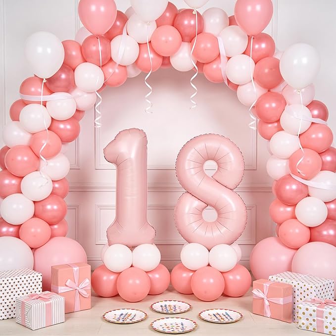 40 In Matte Pink Number Balloons Helium Foil Mylar Balloon Birthday Party banquet Decoration Digital 4