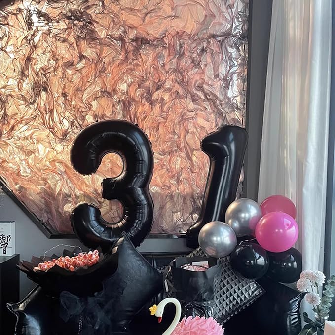 40 Inch Black Number 31 Digital Balloon,Jumbo Mylar Foil Helium Balloon for 31 Balloons for Birthday Party,Wedding Anniversary Party Decorations