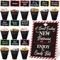 12 Set 2026 Graduation Candy Buffet Party Decoration Graduation Table Candy Bar Snack Labels Signs and 5'' Buckets with Handle for Class of 2026 Party Parties Supplies(Pure Style,Black Color)
