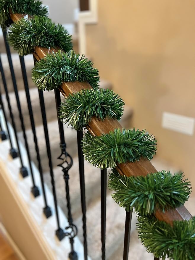 50 Foot Garland for Christmas Decorations - Non-Lit Soft Green Holiday Decor for Outdoor or Indoor Use - Premium Quality Home Garden Artificial Greenery, or Wedding Party Decorations(1, 50 FT Premium)