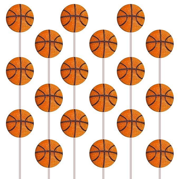 Basketball Candy Lollipops - 18 Count Individually Wrapped Suckers - Great for Basketball Party Favors - Sports Snacks - Basketball Goodie Bags - Team Treats