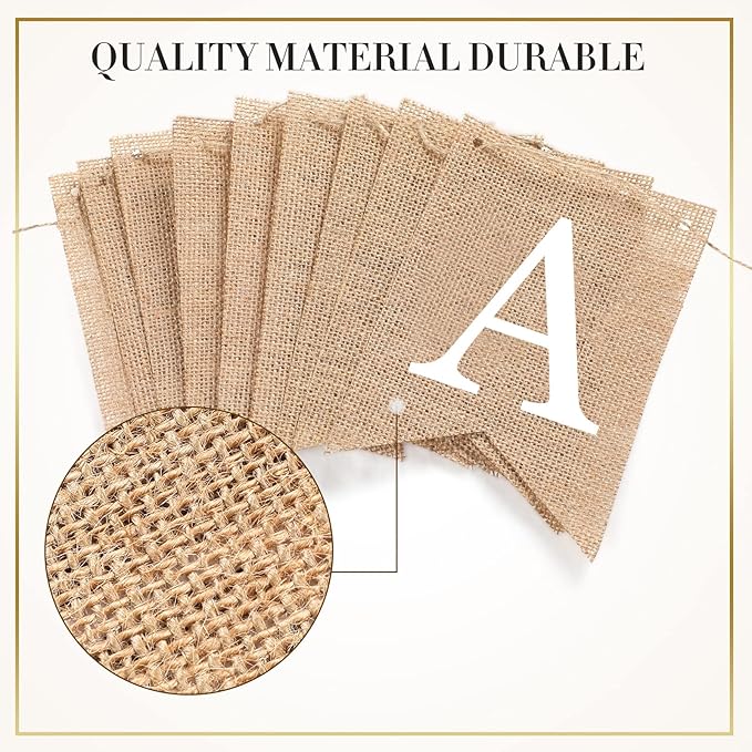 Breling 2 Pieces Burlap Happy Birthday Banner Flags Decor and 2 Pieces Mini LED Fairy Lights Battery Rustic Banner Garland Bunting for Adult Women Men Birthday Party Baby Shower Fireplace Supplies