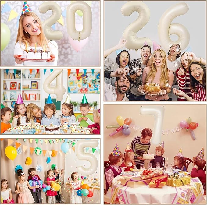 40 inch Cream White Number Balloon Giant Foil Helium Balloons Beige Number 1 Balloon for 1st Birthday Party Anniversary Decorations Supplies