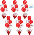 6 Set Red Christmas Table Balloons Centerpiece Stand Kit with Red and Confetti Balloons for Birthday Party Baby Shower Valentine's Day Wedding Prom Graduation Retirement Table Decorations