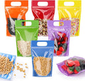 Sinload 60 Pcs Plastic Gift Bag Bulk 5.5 x 8.7 Inch Resealable Party Goodie Bag with Clear Window Color Favor Pouch with Handle for Home Birthday Wedding Party Candy Gift Wrap Supply(Clear)