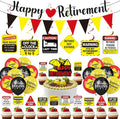 39pcs Funny Retirement Party Decorations for Men Women, Vintage Caution Happy Retirement Banner Balloons Hanging Swirls Pennants Cake Cupcake Toppers Funny Retired Party Supplies for Farewell