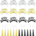 Shappy 24 Pcs 2026 New Year Party Supplies Happy New Year Headband Horn Sounder Noisemakers Eve Party Decorations