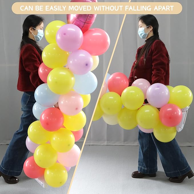4 Sets Balloon Column Stand Kit, 7 Feet Height Adjustable Balloon Tower Pillar with Reusable Metal Telescopic Design for Graduation, Wedding, Baby Shower, Birthday Party Decoration