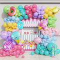 Pastel Donut Balloon Garland Kit,151Pcs Pink Purple Yellow Blue Candy Donut Balloons for Two Sweet One Summer Sprinkle Birthday Party Decorations