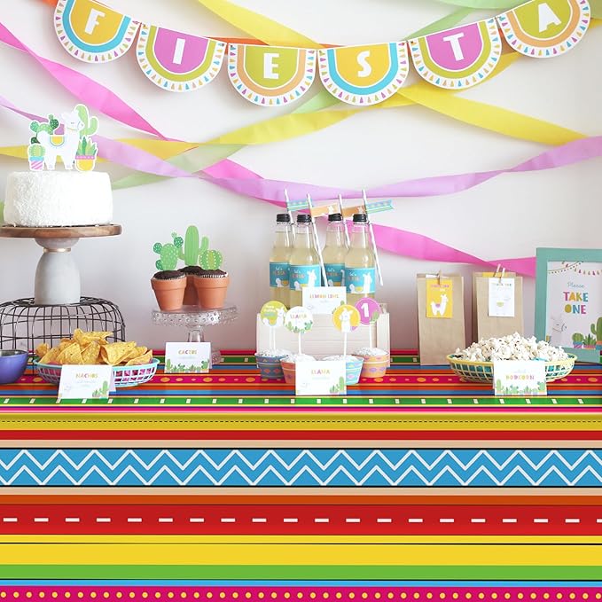 Hxezoc 3 Pack Cinco De Mayo Printed Tablecloths, 54 x 108 Inch Disposable Plastic Table Cover for Mexican Holiday Decorations Outdoor Indoor Party Supplies