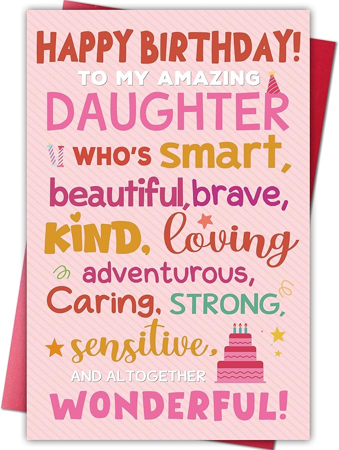 Birthday Card for Daughter, Funny Birthday Card Gift for Adult Daughter from Mom Dad Parents, Heartwarming Greeting to A Wonderful Daughters