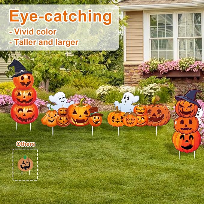 Halloween Decorations Outdoor Yard Signs - Halloween Ghost Pumpkin 3-tiered Decor Yard Stakes Prop for Lawn Decorations Outdoor Garden Home Party Decor