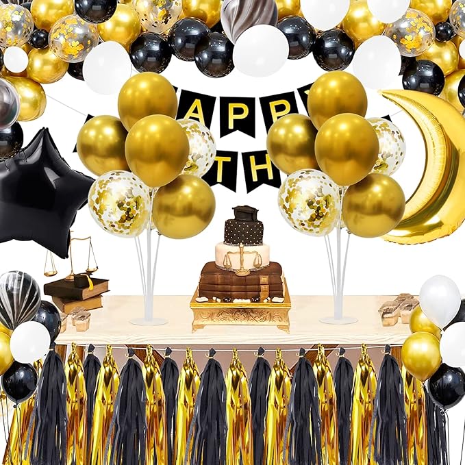 Gold Party Decorations 4Set Balloon Stand Table Centerpieces for Birthday Bridal Shower Wedding Anniversary Engagement Mother's Day Father's Day Graduation Decorations 2026 New Years Eve