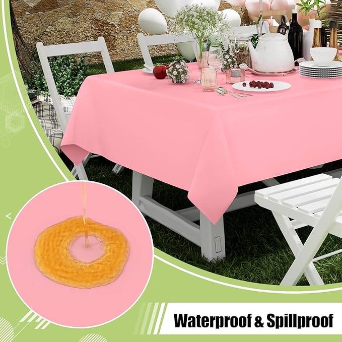 Smiry Disposable Table Cloth - 15 Pack, 54 x 108 Inch Waterproof Rectangle Tablecloths for Easter Party, Valentines & Mothers Day Decorations, Decorative Plastic Table Cover, Leakproof & Sturdy, Peach