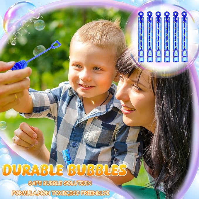 32 Pcs Blue with Gold Ring Print Bubble Wands Bubbles Party Favors for Adult Summer Activity Birthday Gifts Carnival Goody Bag Stuffers Wedding Supplies