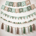 139 Pcs Felt DIY Custom Banner Kit Include 104 Letters 18 Swallowtail Flags 15 Pennants 2 Pcs Pom Pom Garland Tassel Pompom Decoration for Home Baby Shower Birthday(Baby Green)