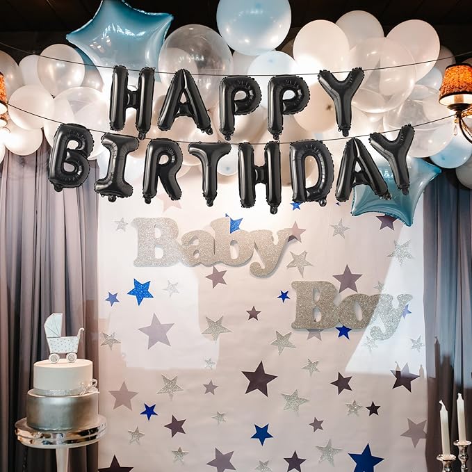 52 Pcs 2 Sets of 16 Inch “A-Z” Letter Balloons Set – Complete Alphabet Mylar Foil Balloons (Each Letter Includes 2 Balloons) for Birthday, Graduations, New Year, and Party Decorations (Black)