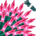 LAMPHOME Pink Valentine's Lights，Valentine's Day Decoration 150 Count 31.9ft UL Certified Mini Bulb String Light for Outdoor Christmas Garland Tree Garden Party Patio Wedding