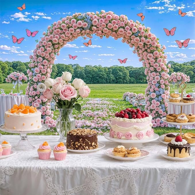 5X3ft Pink Lavender Wedding Backdrop Bridal Shower Rose Flower Photography Background Romantic Floral Garland for Girl Woman Wedding Bridal Party Backdrops Wall Photo Studio Shoot