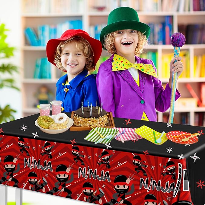 3pcs Ninja Birthday Tablecloths,Ninja Birthday Party Decoration Karate Theme Table Covers Waterproof Rectangle for Kid Master Birth-Day Party Supplies