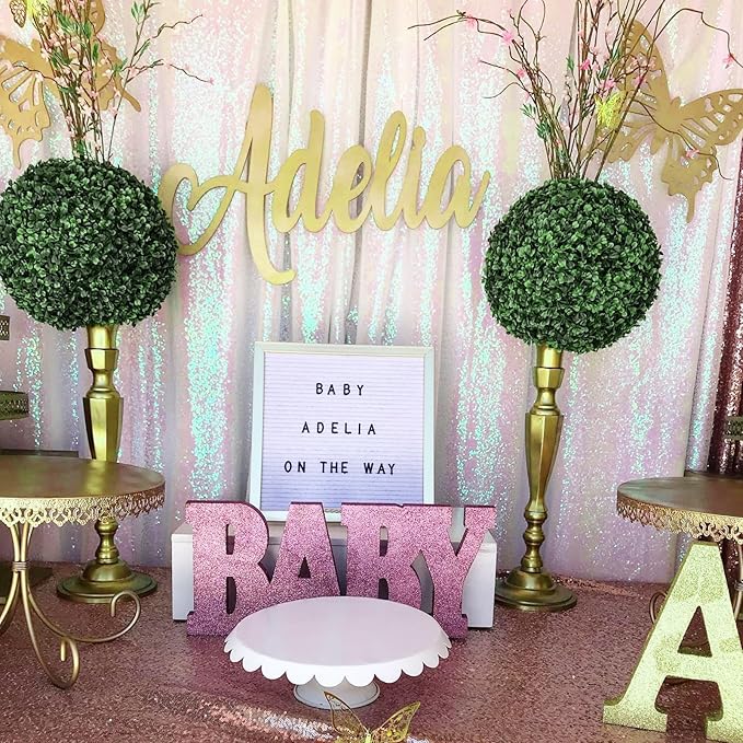 Backdrop Curtains Iridescent Sequin Fabric 3 Pieces 2ftx8ft Glitter Fabric for Party Photography Backgrounds