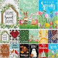 Seasonal Garden Flags Set of 12 Double Sided 12x18 Inch, Small Yard Flags for Outside, Christmas Halloween Easter Valentine's Day Decor, Spring Summer Fall Winter Holiday Garden Decorations