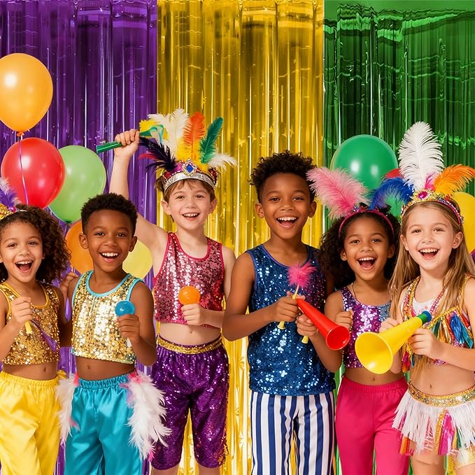 Mardi Gras Decorations - Green Gold Purple Streamers Backdrop Banner | Mardi Gras Party Decorations Indoor Outdoor Outside - New Orleans Masquerade Party Photo Booth Favors Supplies for Home Wall