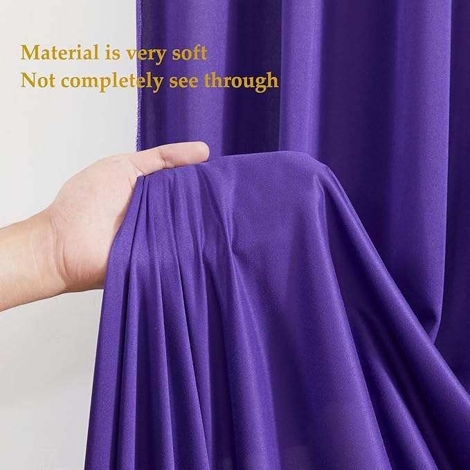 8x10FT Dark Purple Backdrop Curtains for Wedding Parties, Wrinkle Free Polyester Photography Backdrop Drapes for Wedding Baby Shower Birthday Parties Stage Background Stand Decorations 4x10ft,2 Panels