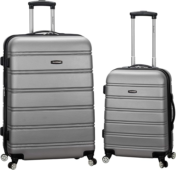 Rockland Melbourne Hardside 2 Piece Expandable Spinner Wheel Luggage Set, (20"/28"), Silver