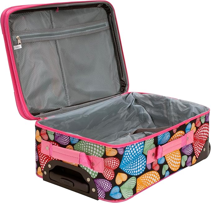 Rockland Fashion Softside 2 Piece Luggage Set, Expandable, (14" Tote/19" Upright), New Heart