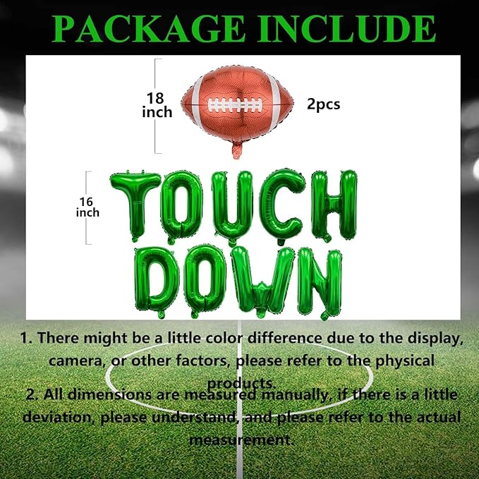 Football Balloons Green Touchdown Letter Balloons Football Birthday Party Balloons for Football Birthday Party Decoration Sports Ballons Arch Kits Party Balloon Sets-11 PCS