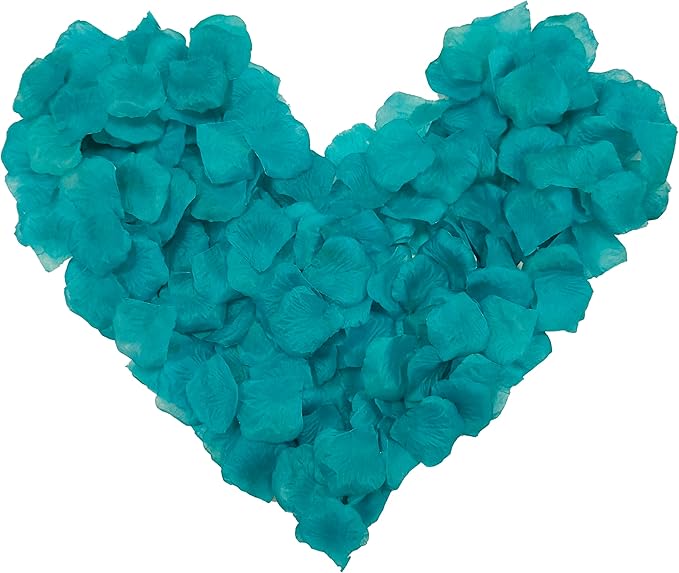 Pre-separated 1500 Pcs Artificial Turquoise Blue Rose Petals for Romantic Night ,Faux Turquoise Blue Flower Petals for Flower Girl,Weddings,Valentine Day,Party,Romantic Decoration(Ready-to-use)