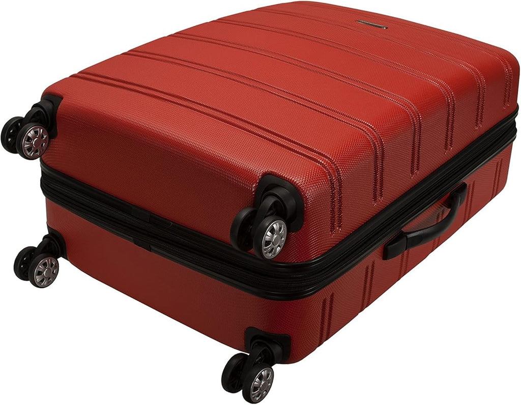 Rockland Melbourne Hardside Expandable Spinner Wheel Luggage, Checked Large 28", Red