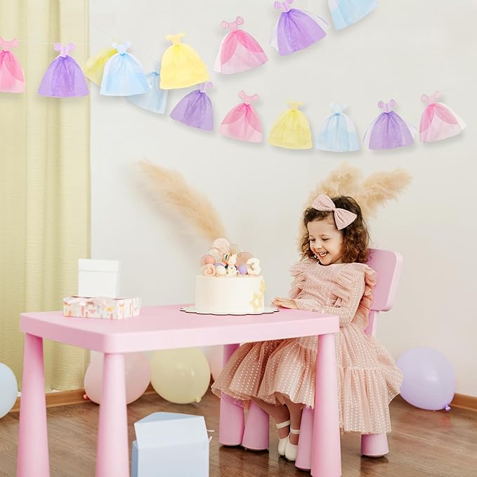 Cheerland Ball Gown Princess Party Banner Royal Theme Decorations Dress Cutout Garland for Birthday Girls Sleepover Baby Shower Gender Reveal Classroom Decor Tea Party Celebrations and Supplies 2 pcs