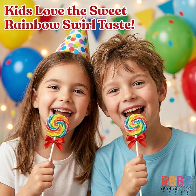 Happy Birthday Candy Lollipops - 24 Individually Wrapped Colorful Swirl Suckers - Great for Kids Goodie Bags, Bulk Birthday Party Favors