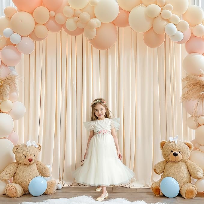 40x10FT Champagne Backdrop Curtains for Wedding Parties, Wrinkle Free Polyester Photography Backdrop Drapes for Wedding Baby Shower Birthday Parties Stage Background Stand Decorations 4x10ft,10 Panels