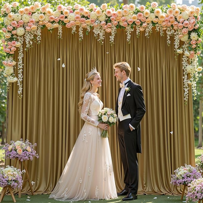 Brown Backdrop Curtains-Wrinkle-Free Polyester Photography Drapes Party Curtain Background for Baby Shower Wedding Decorations- 40 X10FT (Brown)