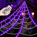 Halloween Decorations Outdoor Spider Web Lights,16.4Ft 220 LED Lighted Spider Web Light up with 8 Modes Waterproof Timer for Yard House Halloween Outdoor Decor Purple Spiderweb