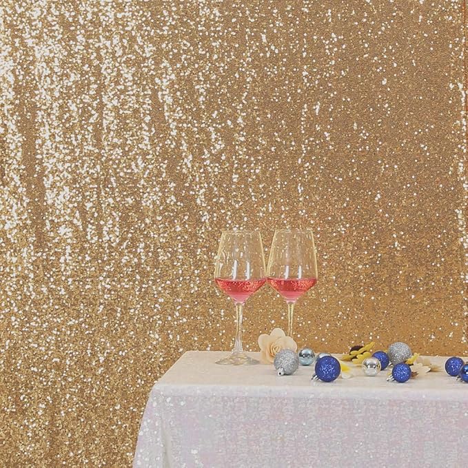 Juya Delight 8ft x 8ft Light Gold Sequin Backdrop Curtain for Party Festival Wedding Photography