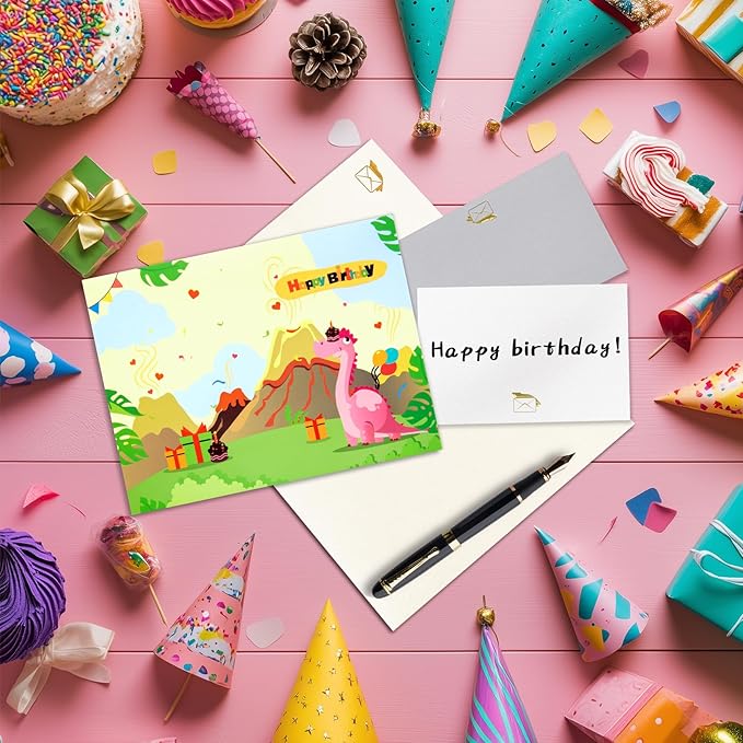 GREETING ART 3D Pop Up Birthday Cards, Dinosaur Musical Birthday Card, Birthday Cards With Music and Lights, Happy Birthday Card for Kids, Boys, Girls, Women, Men