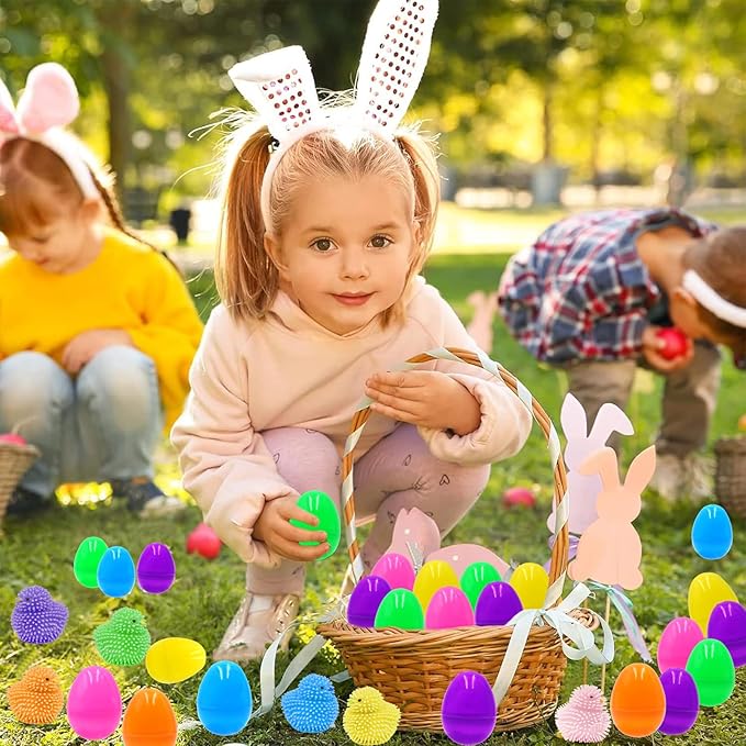 12 Pack Easter Egg Fillers Chick LED Puffer Balls ,LED Light up Toys Flashing Spiky Toys Bulk Glow in The Dark for Kids Boys Girls Classroom Prizes Easter Basket Stuffers Party Favors