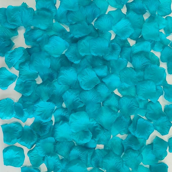 Pre-separated 1500 Pcs Artificial Turquoise Blue Rose Petals for Romantic Night ,Faux Turquoise Blue Flower Petals for Flower Girl,Weddings,Valentine Day,Party,Romantic Decoration(Ready-to-use)