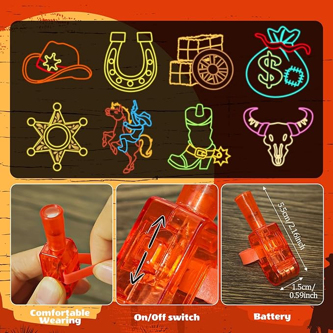 Cinrobiye 144 Pcs Western Cowboy Party Favors Wild West Wooden Painting Kit Rodeo Barn Cowgirl Party Supplies Birthday Goodie Bag Fillers, Prize Bulk Set (Western)