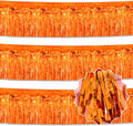 3 Pack 10 Ft Orange Foil Fringe Garland Metallic Streamers Tinsel Banner Wall Hanging Garland Backdrop for Parade Floats, Halloween, Christmas, Thanksgiving, New Year Party Decorations
