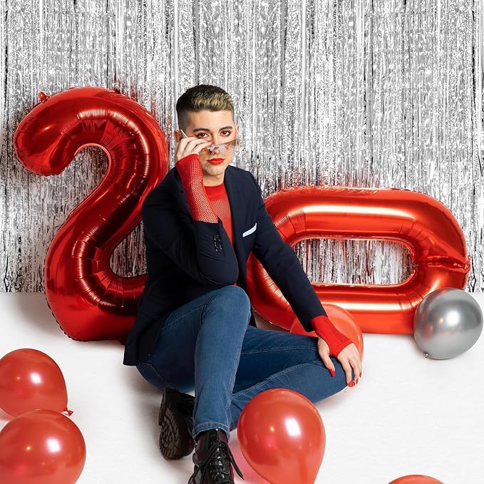 21 Balloon Number, Red Number 21st Birthday Balloons 40 Inch, 21 or 12 Years Old Red Birthday Decorations for Men Women Him Her, 21st Anniversary Decorations