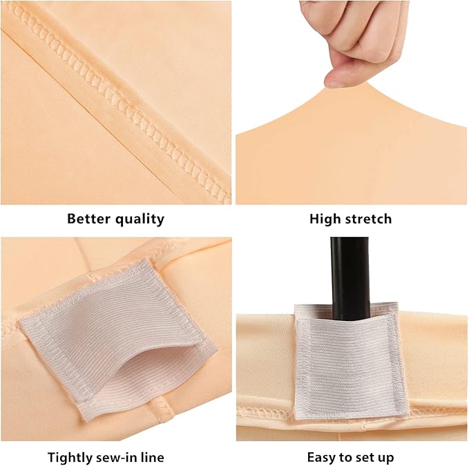 Table Covers for 8 Foot Tables, Champagne Washable and Wrinkle Resistant Stretch Tablecloths Rectangle 8ft for Events, Wedding, Banquets, Parties