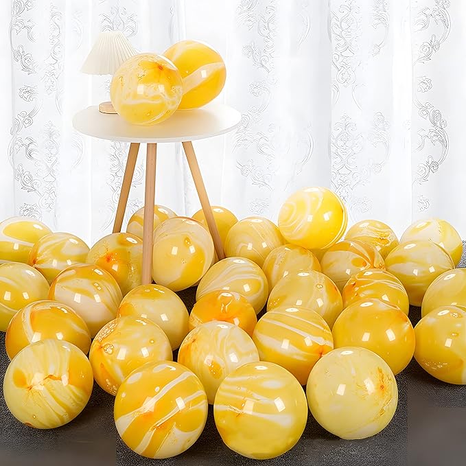 Orange or Yellow Tie Dye Balloons 30PCS 12 Inch Agate Marble Latex Swirl Balloons For Tie Dye Birthday Party Supplies,Candyland,Bachelorette,Fun Hippie Party Decorations