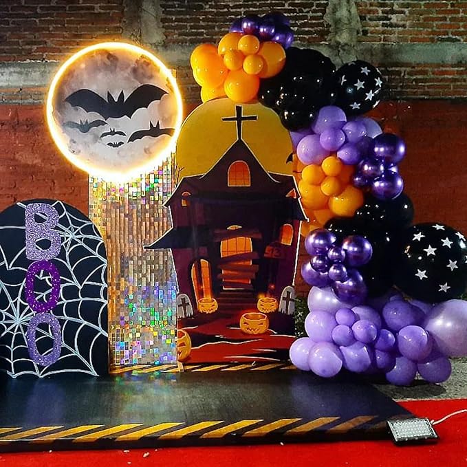 Halloween Balloon Arch Garland Kit Black Purple Orange Confetti Balloons Halloween Birthday Baby Shower Decorations Balloon for Horror Scary Spooky Hallowee Party Decoration Supplies