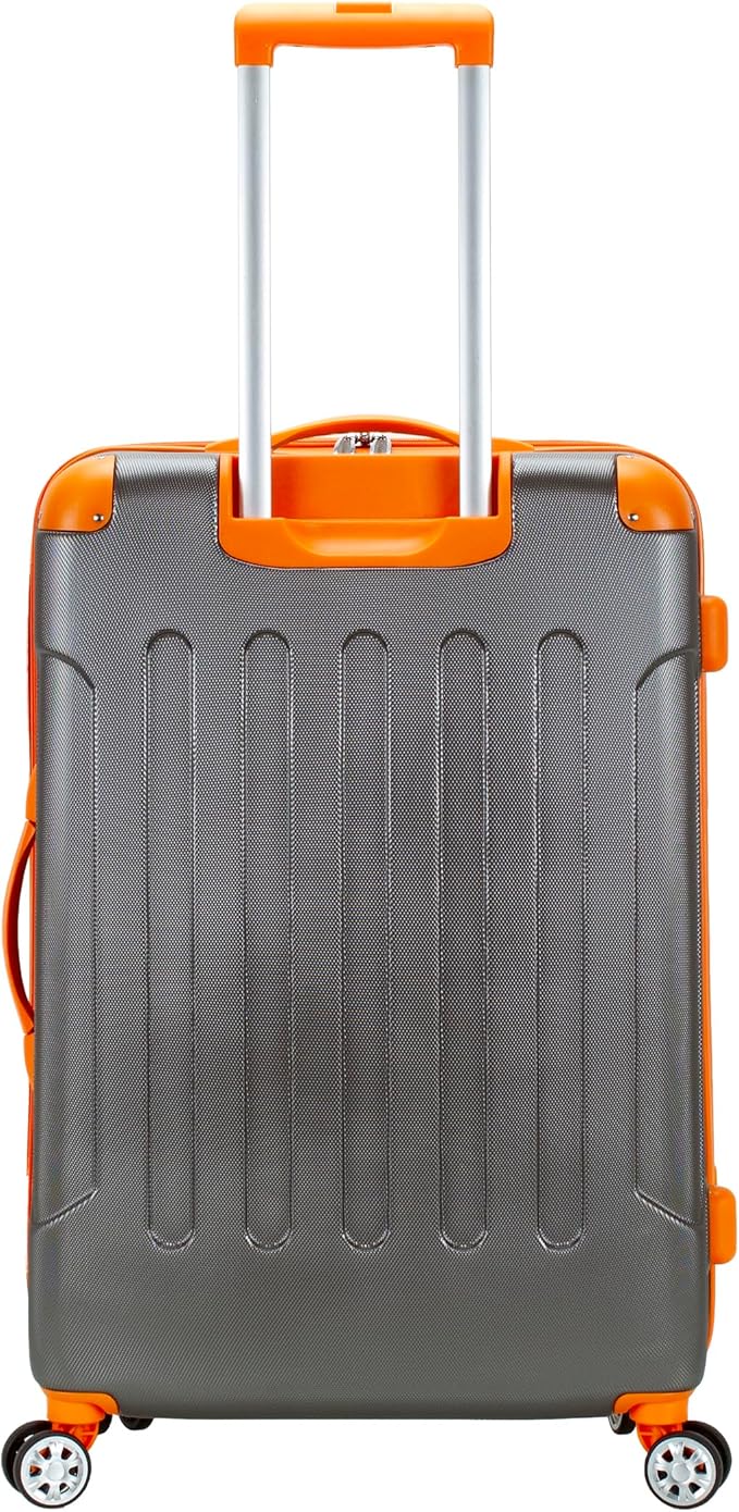 Rockland London Hardside Expandable Spinner Wheel Luggage, Checked Large 28", Charcoal