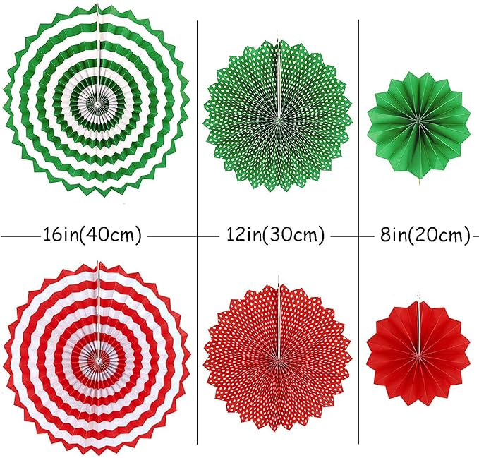Christmas Party Decorations Paper Fans,Garlands String Circle Dot,Triangle Bunting Flags, Honeycomb Ball,Paper Tissue Pom Poms,Party Supplies for Christmas Birthday Wedding Baby Shower